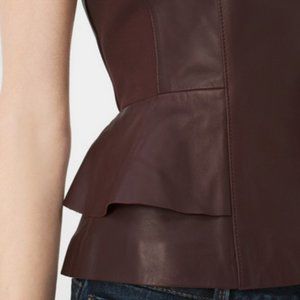 WHBM Peplum Geniune Leather Bodice Top NWT